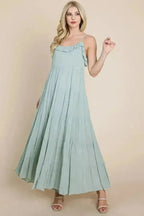 Tiered Tie Strap Cami Maxi Dress