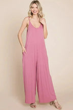 Sleeveless Wide Leg Pocketed Jumpsuit