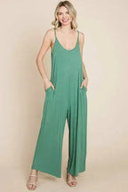 Sleeveless Wide Leg Pocketed Jumpsuit