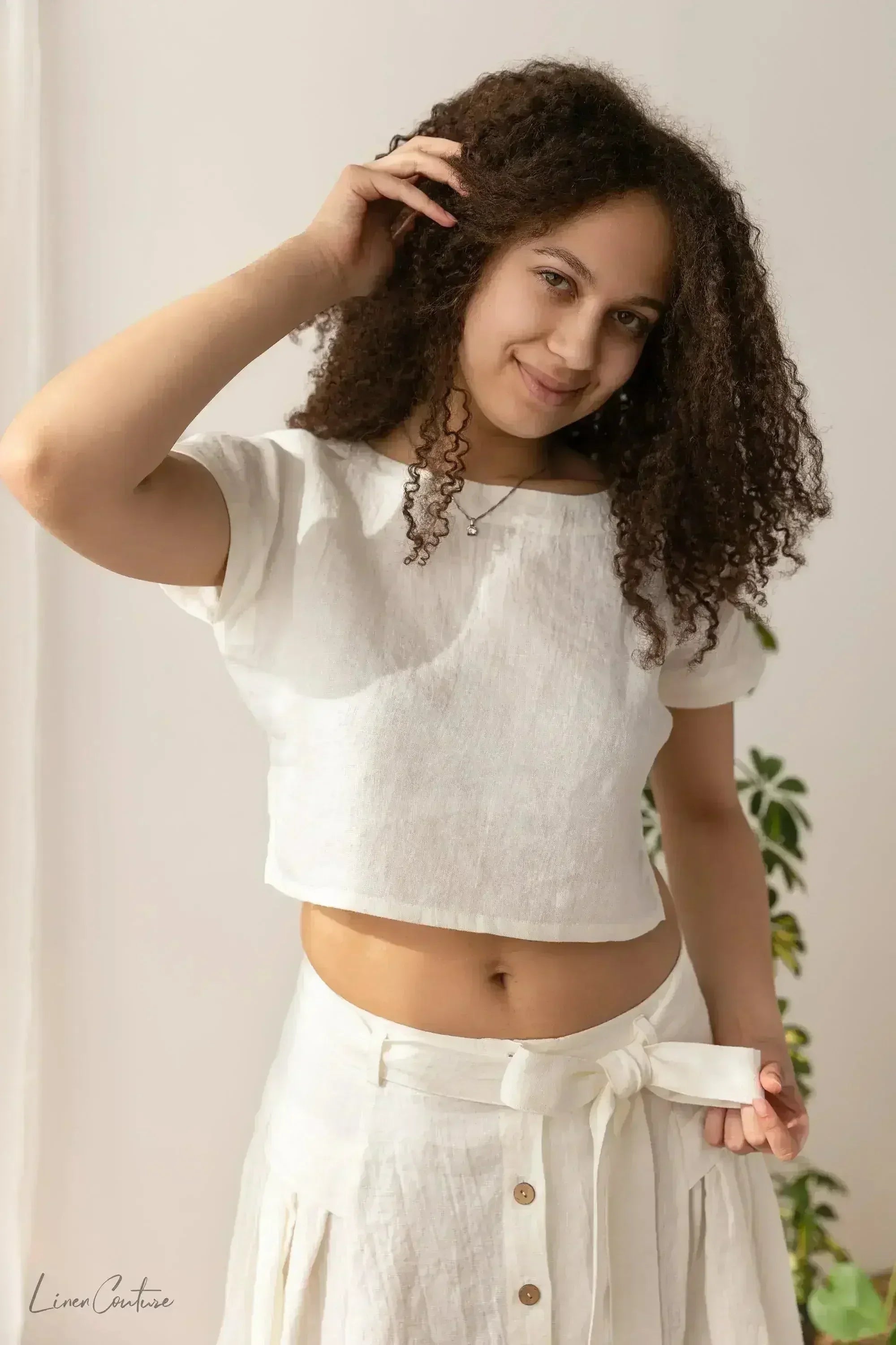 Taormina Set | Linen Crop Top and Flared Midi Skirt - SJB-DIAMOND ELITES