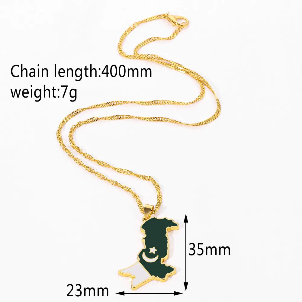 Pakistan Map and Flag Pendant Necklaces Lootquake LLC