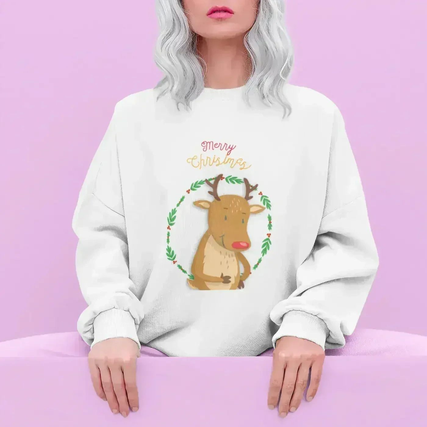 Reindeer Christmas Sweatshirt - Cozy Holiday Sweater | Femstylo - SJB-DIAMOND ELITES