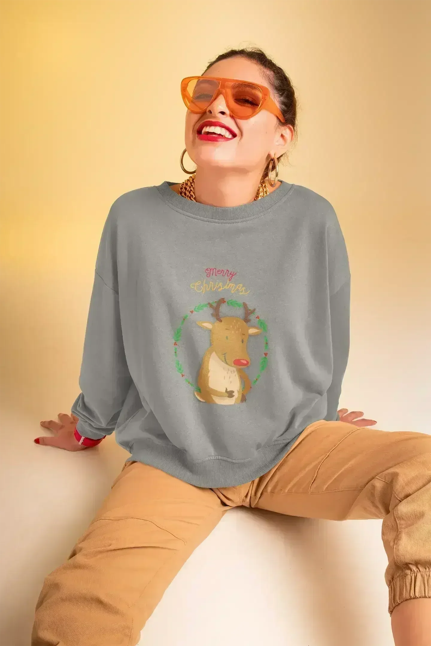 Reindeer Christmas Sweatshirt - Cozy Holiday Sweater | Femstylo - SJB-DIAMOND ELITES