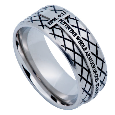Silver Diamond Back Cross Ring KingdomWear
