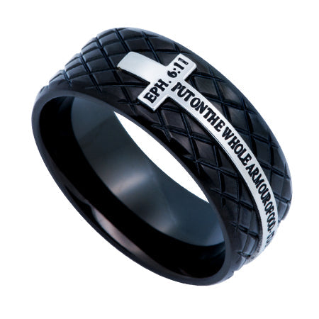 Black Diamond Back Cross Ring KingdomWear