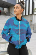 Alpine Blue Retro Female Bomber Jacket - SJB-DIAMOND ELITES