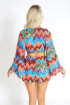 Rainbow Waves Bohemian Front Tying Crop Top - SJB-DIAMOND ELITES