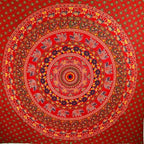 Red Elephant And Camel Mandala Tapestry Wall Hanging