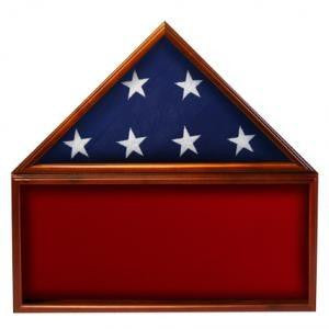 Flag Memorabilia Display Case with Red Background The Military Gift Store