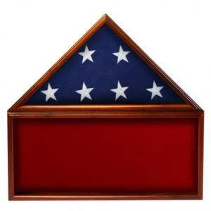 Flag Memorabilia Display Case, Mountain Flag Case with Red Background The Military Gift Store
