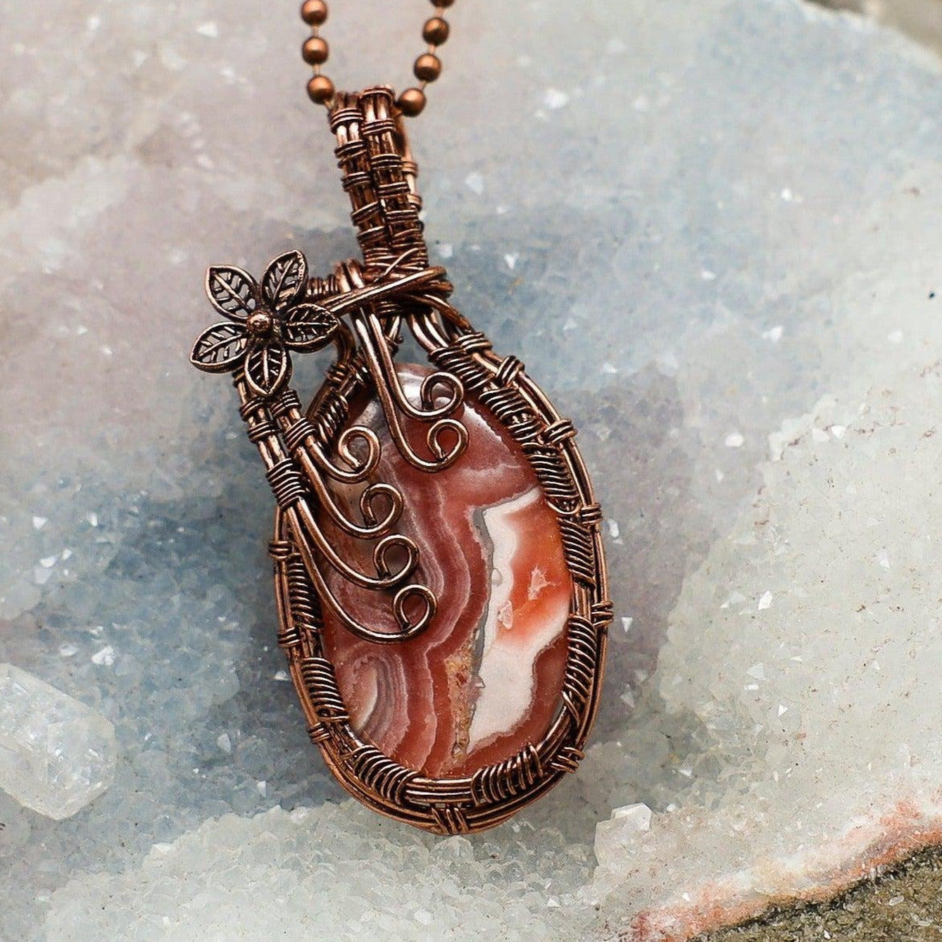 Rhodochrosite Wire Wrap Crystal Pendant #1 - SJB-DIAMOND ELITES