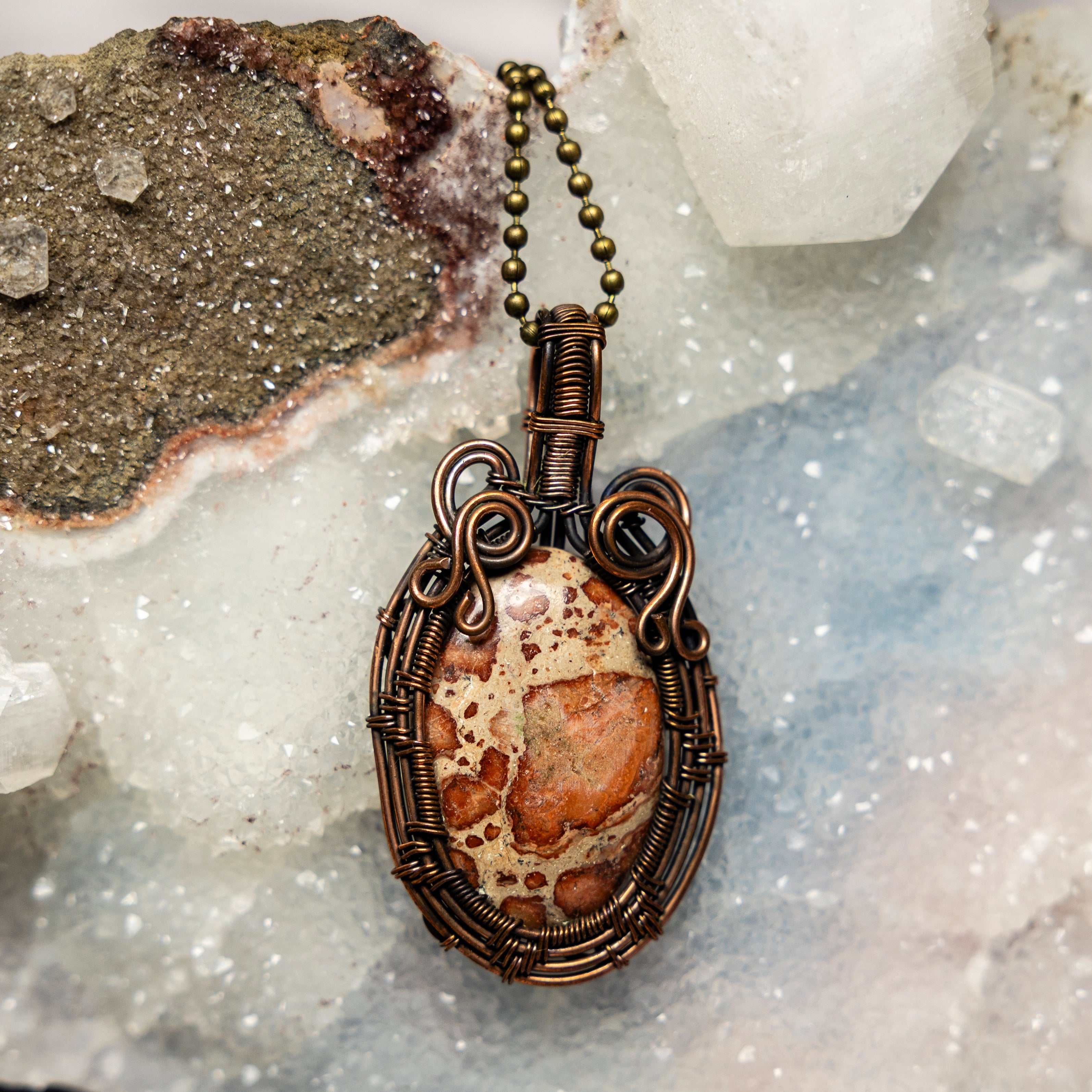 Rhyolite Wire Wrap Crystal Pendant - SJB-DIAMOND ELITES