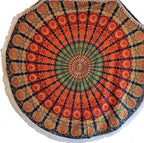 Round Mandala Cotton Tapestry 70in Lace Trim Throw Boho BandsCo Straps