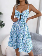 Printed Plunge Sleeve Cami Dress Pi-Mart