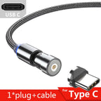 Magnetic Cable For Micro, USB Type C, and IOS Charger Fast Charging Pi-Mart