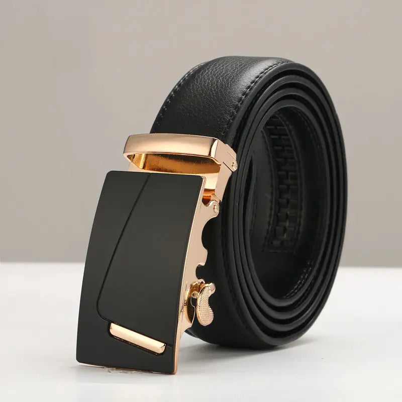 Genuine Leather Men's Belt with Automatic Buckle Pi-Mart