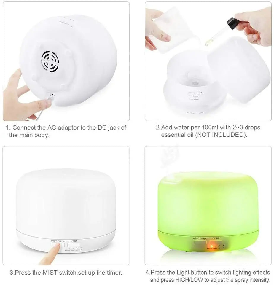 Aroma Diffuser, 300ml Aromatherapy Oil Diffuser with 7-Color Light, Timer-Adjustable Fog Mode Setting 300ML humidifier Lootquake LLC