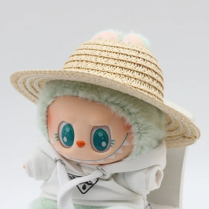 Labubu Hat Open Top Straw Hat Woven Hat Labubu Party Clothing Accessories Countryside Style Labubu Outfit for Sitting Party Lootquake LLC