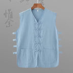 Vintage Vest Men Cotton Linen Shirt Kung Fu Vest Summer Tank Top Tang Suit Traditional Chinese Clothing Sleeveless Open Cardigan Lootquake LLC