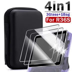 Screen Protector+Portable Carrying Case for R36S Handheld Console Storage Bag & Anti-Scratch Tempered Glass for R36S Accessories