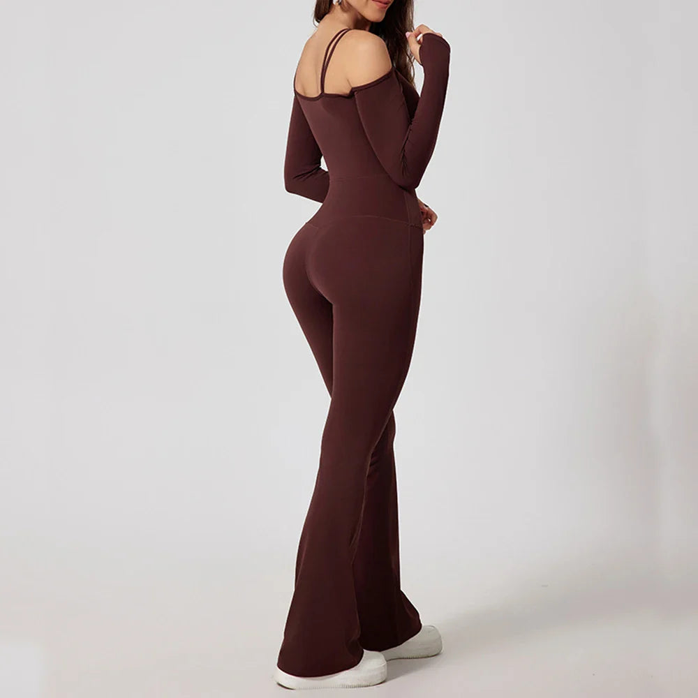 Yoga Jumpsuit Women's Sports Overalls Flared Trousers THRIXINE