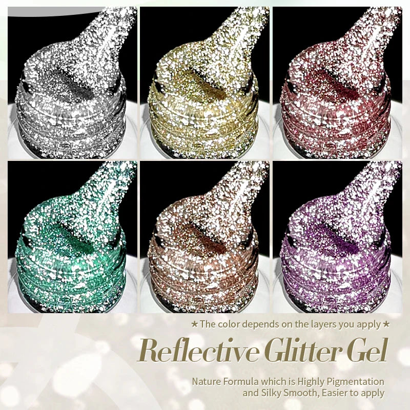 BORN PRETTY 10ml Reflective Glitter Gel Nail Polish Carat Mirage Sparkling Color Shine UV LED Soak Off Semi-Permanant Varnish Lootquake LLC