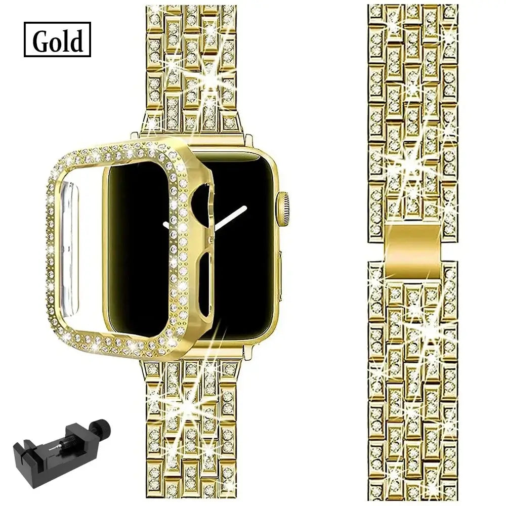 Apple Watch Bedazzled Stainless Steel Strap - Elegant Design - SJB-DIAMOND ELITES