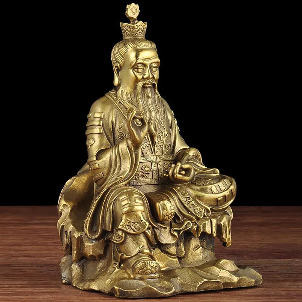 Chinese Brass Seiko Taoism Taishang Laojun Crafts Buddha Statue Ornament Sculpture Carving Buddha Statue Collection Home Decor Lootquake LLC