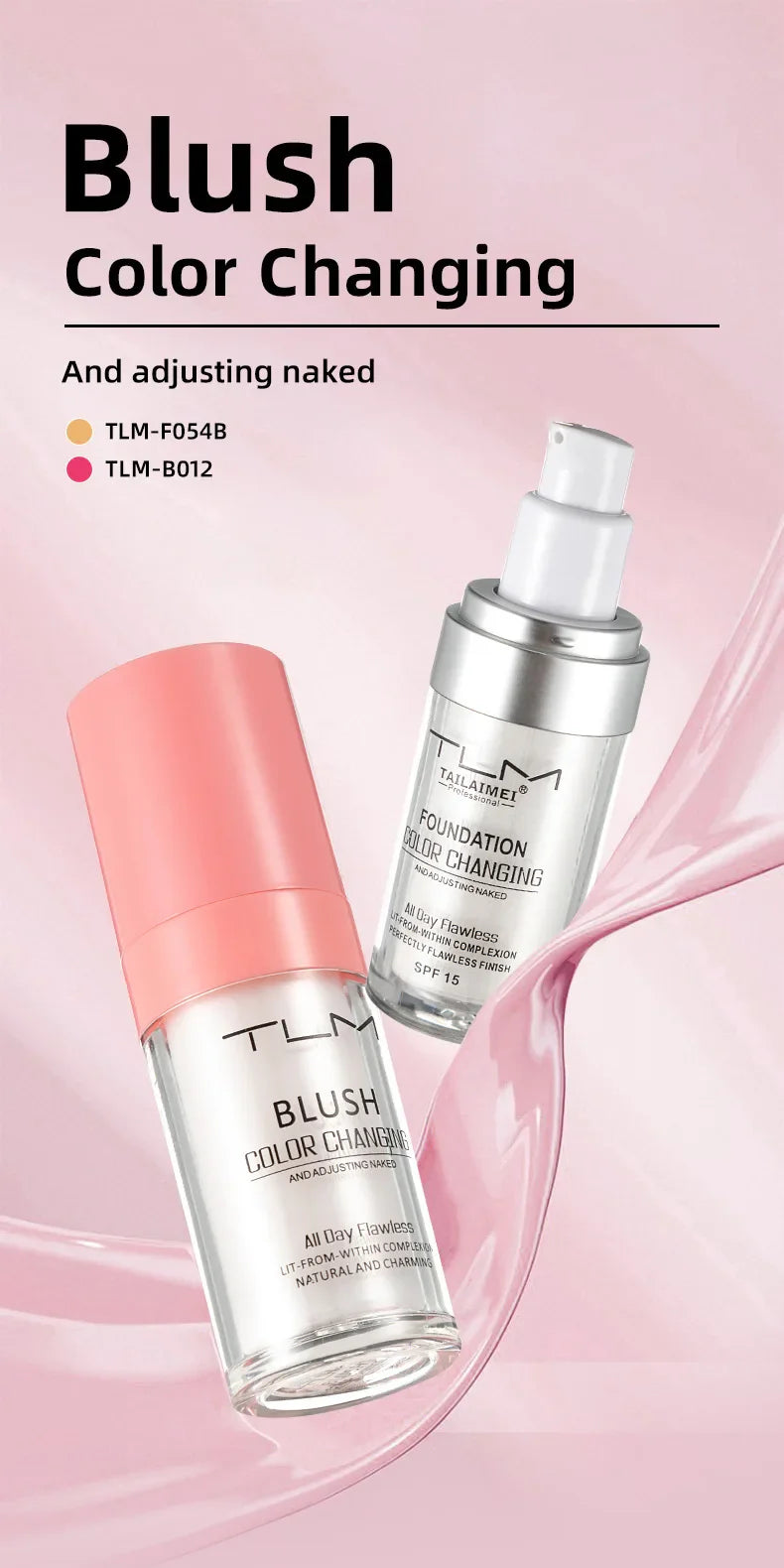 TLM Foundation Color Changing Mike Makeup For Full Coverage Blush Cream Brightening Moisturizing Longlasting Non-flading Makeup Lootquake LLC