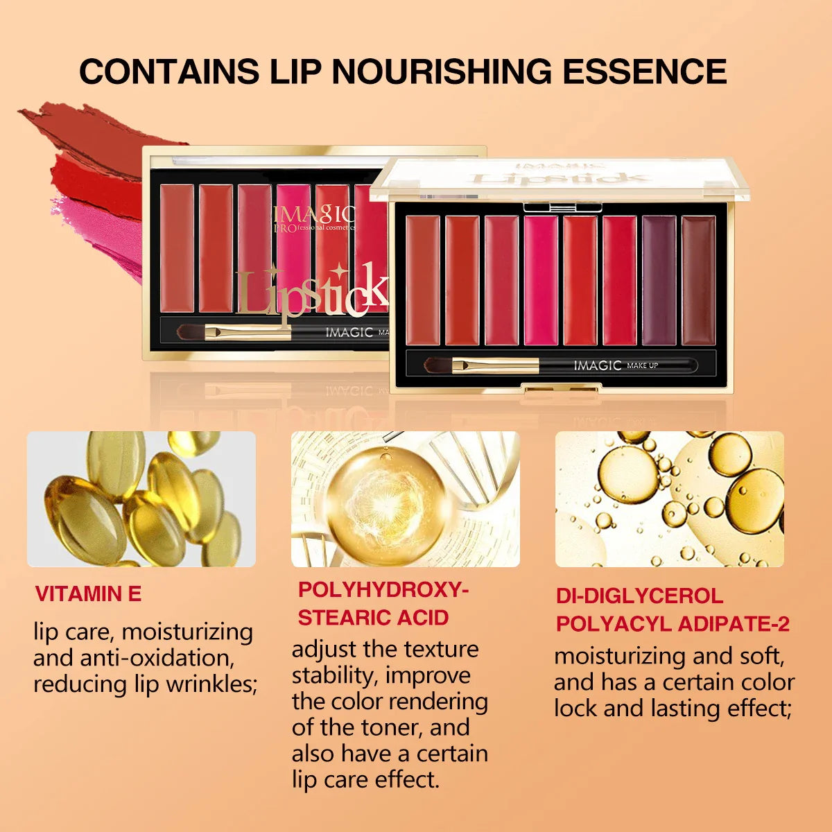 IMAGIC 8-Color Lipstick Palette Set Moisturizer Matte DIY Lipsticks Velvet Long Lasting Waterproof Lipgloss Pigments Lips Makeup Lootquake LLC