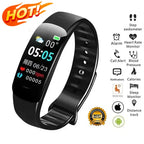 Smart Watch C1 Plus Bluetooth Step Counting Sports Bracelet Fitness Tracker Heart Rate Blood Pressure Sleep Men Women Gift