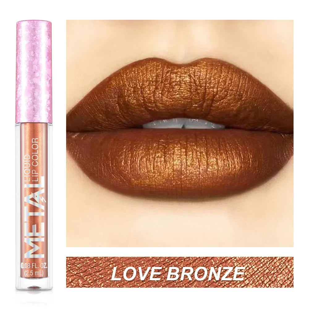 Metallic No-stick Cup Lip Gloss Glitter Matte Moisturizing Waterproof Long Lasting Lip Glaze Liquid Lipstick Lip Makeup Cosmetic Lootquake LLC