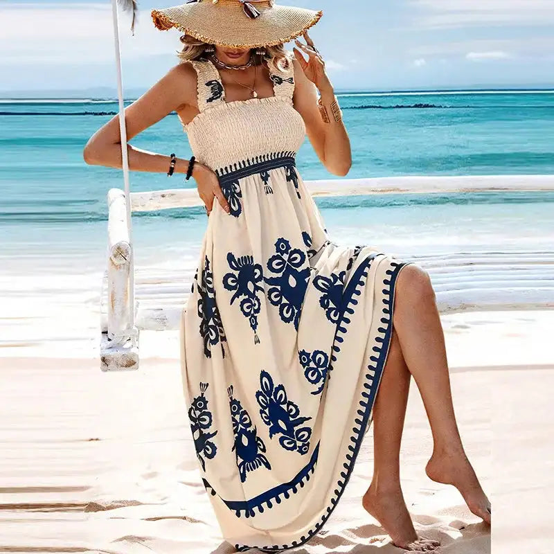 Summer Holiday Dress Women Casual Sleeveless A-Line Party Long Dress Boho Casual Sleeveless Party Dress 2024