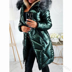 Stylish Women’s Mid-Length Parka with Fur Collar Pi-Mart