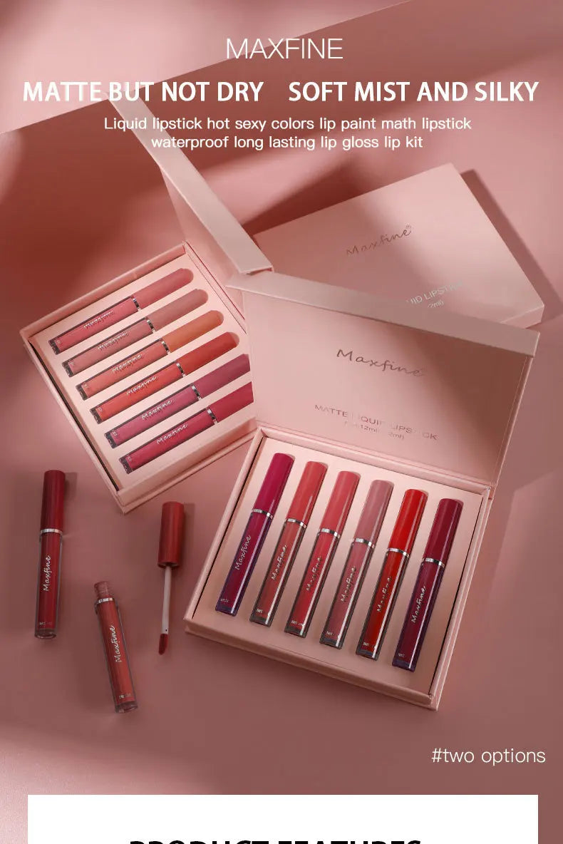 Matte Lip Gloss Set 6 Color Lipstick Smooth And Lasting Display Lip Gloss Waterproof Moisturizing Lipstick Holiday Gift Box Set Lootquake LLC