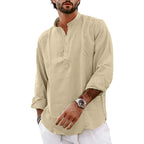 Streetwear Mens Cotton Linen Shirts Casual Lightweight Long Sleeve Henley Shirts for Men Beach Hawaiian Breathable T Shirts Lootquake LLC