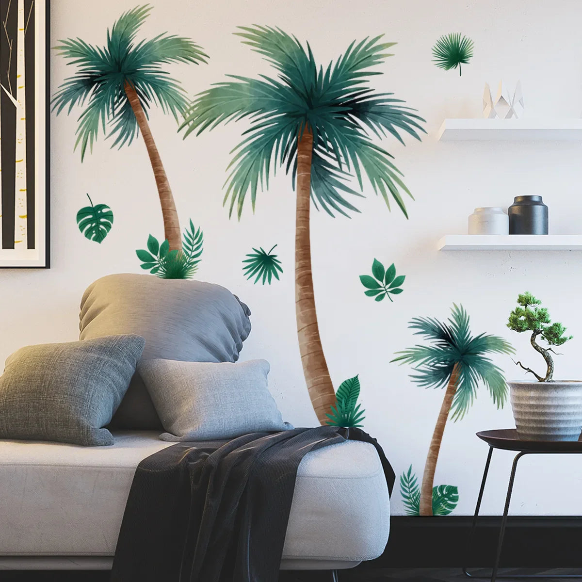 Giant Plant Palm Tree Vinyl Tile Wall Stickers For Bedroom Accessories Wallpaper Wall Decor Room Decor Living Room Decoration Lootquake LLC