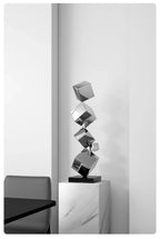 Stainless Steel Geometric Modeling Statues Modern Simple Luxury Living Room Entrance Hall Lobby Creative Sculptures Home Decor Lootquake LLC