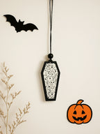 Halloween Wooden Coffin Hanging Decoration, Cute Ghost Decor Pendant, Car Rearview Mirror Ornament, Ideal Gift for Home & Party Lootquake LLC