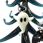 Halloween Decor Cute Glass Tree Figurine Ornaments with Mini Owl Spider Bat Pumpkin Cross Ghost Evil Eye Heart Moon Hat Pendant Lootquake LLC