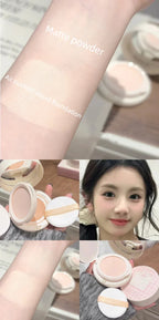 Matte Face Pressed Powder Oil Control Natural Full Coverage Moisturizing Whitening Foundation Cream Base Makeup 2 In 1 Cosmetic Lootquake LLC