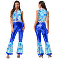 Womens Halloween Retro Hippie Cosplay Costume Party Hip-hop Dance Costume Metallic Shiny Vintage Carnival Bodysuit Jumpsuit Lootquake LLC