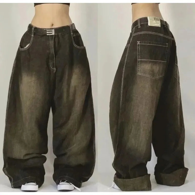 Streetwear Fashion New Multi-pocket Washed Baggy Jeans Men And Women Y2K Hip-hop Harajuku Casual Gothic High Waist Wide Trouser Lootquake LLC