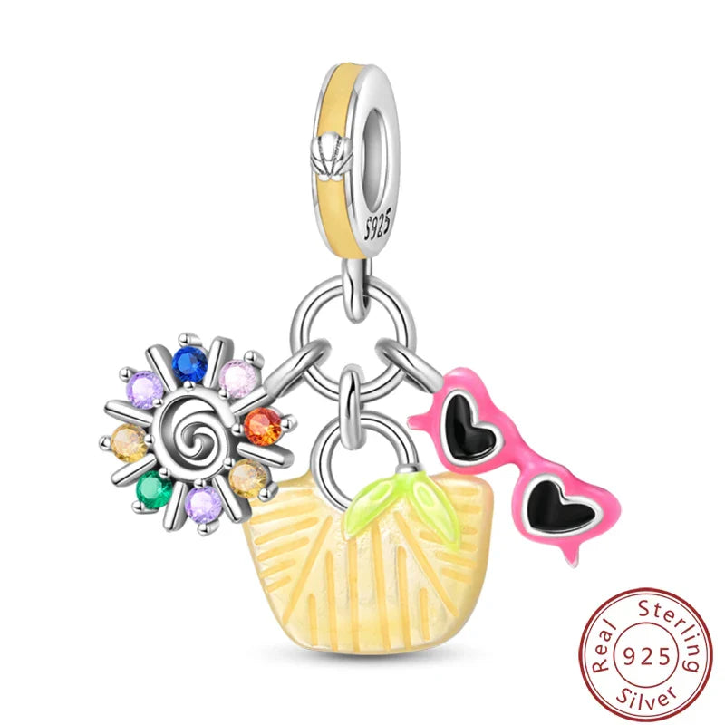 S925 Sterling Silver Princess Golf Hamster Camera Travel Three Piece Set Charms Beads 3mm DIY Fine Jewelry Making Lootquake LLC