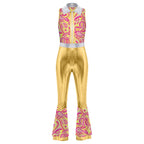 Womens Halloween Retro Hippie Cosplay Costume Party Hip-hop Dance Costume Metallic Shiny Vintage Carnival Bodysuit Jumpsuit Lootquake LLC