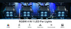 Yiflamefly 4Pcs 30W Par Lights 4x8W LED RGBWYP+CYAN DJ Light Remote & DMX Controlled Stage Light For Wedding Party Club Disco