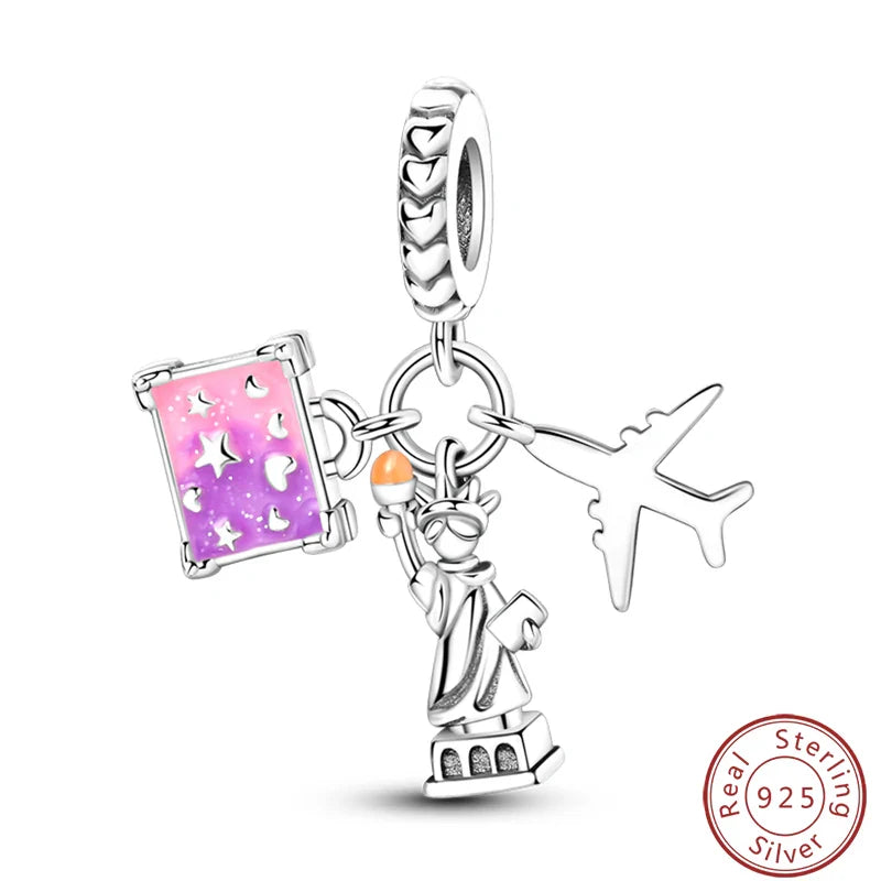 S925 Sterling Silver Princess Golf Hamster Camera Travel Three Piece Set Charms Beads 3mm DIY Fine Jewelry Making Lootquake LLC
