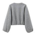 Autumn Luxe: Women's Cropped Faux Wool Bomber Jacket