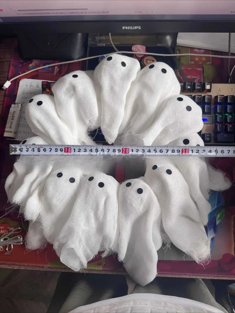 Modern Lit Ghosts Wreath Aesthetic Halloween Home Decor Luxury Wall Decoration Cute Halloween Wall Decors Interior Decorations Lootquake LLC