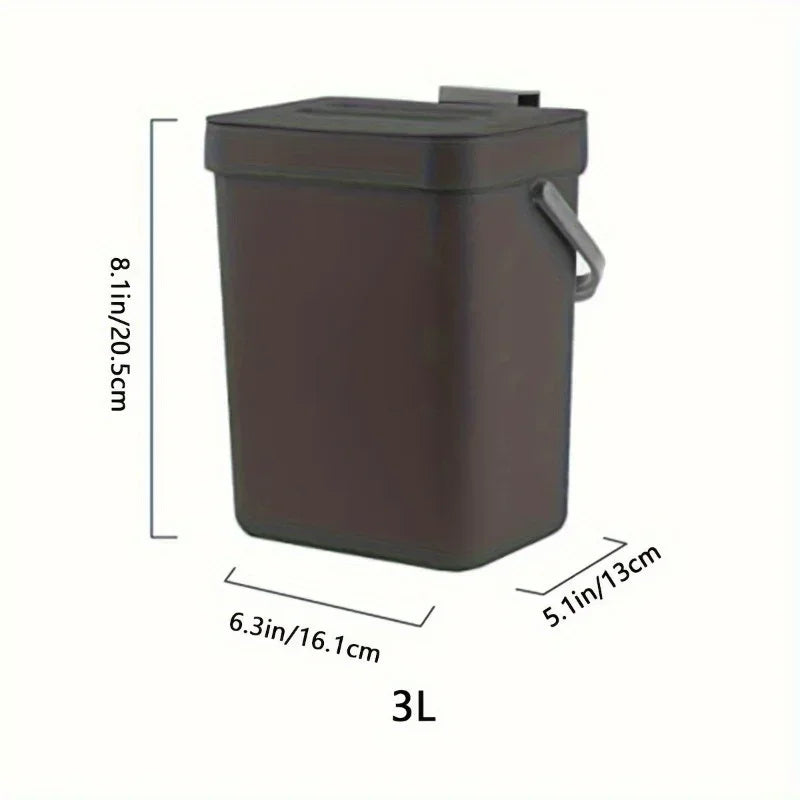 Space-Saving Quiet-Close Trash Can - 3/5L, Eco-Friendly Sealed Bin For Kitchen & Office, No Electricity Needed Lootquake LLC